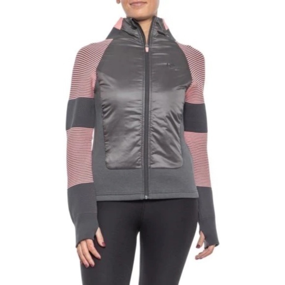 Kari Traa Sofie Gray Rose Pink Hybrid Athletic Windbreaker‎ Jacket Size Medium